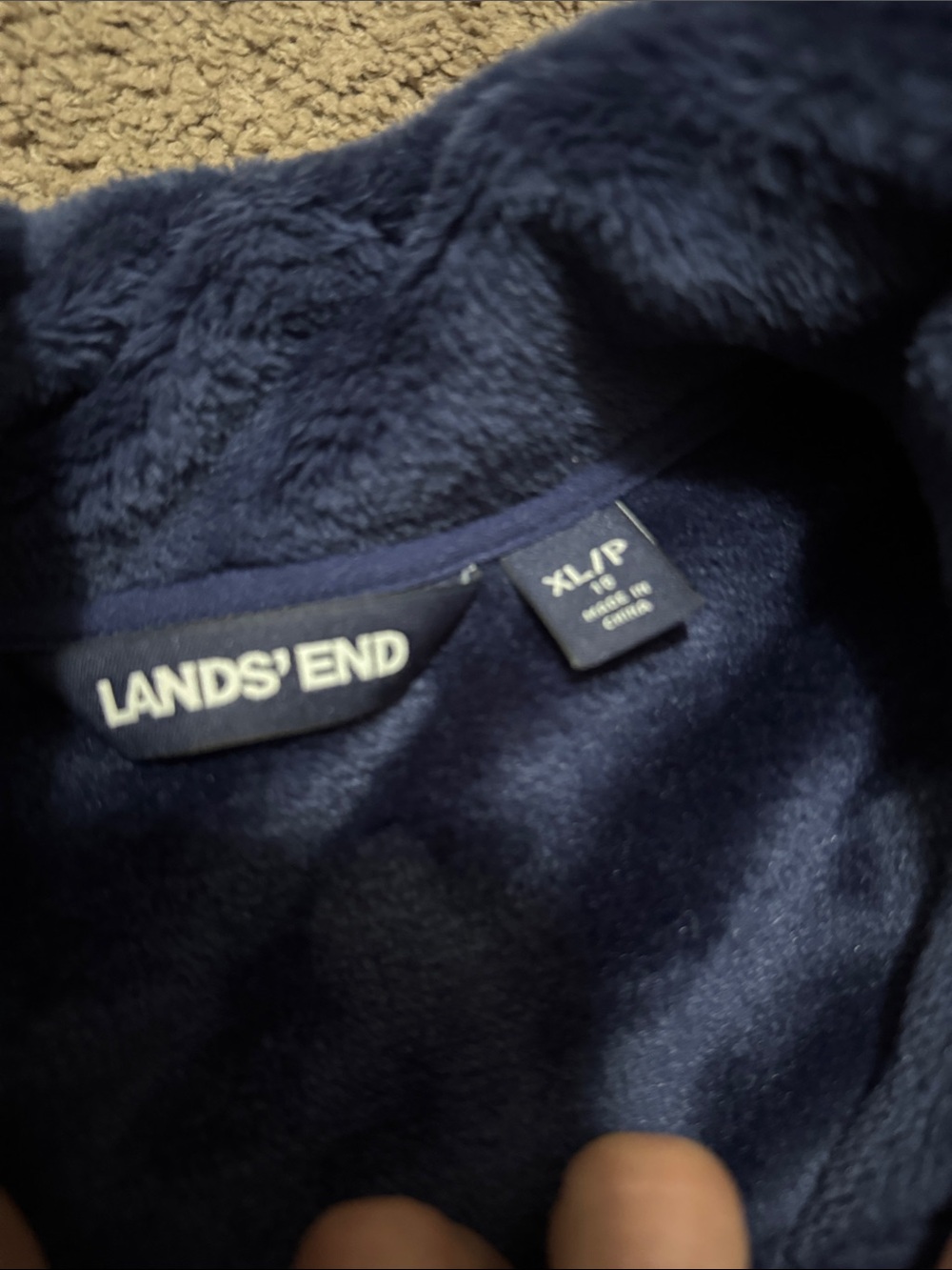 Wmns LANDS END Plush FullZip-Sz XL Petite-Navy-Pockets-EUC - Picture 14 of 15